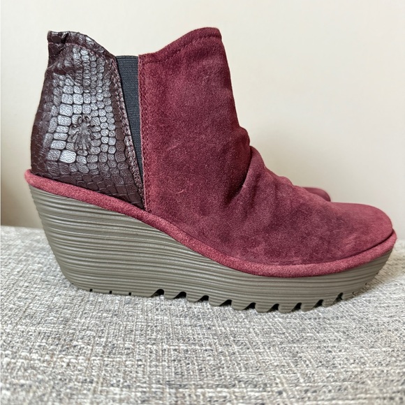FLY London Women's Ankle Boot Wedge wine 37 - Picture 3 of 12
